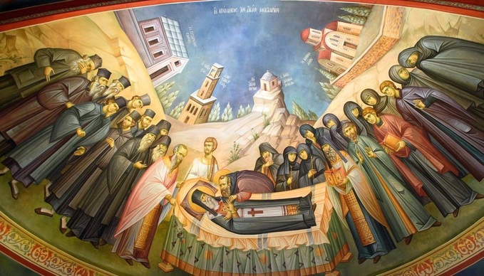 Κοίμηση Αγίου Νεκταρίου (φωτ. μεγάλος Ναός Αγίου στην Αίγινα)