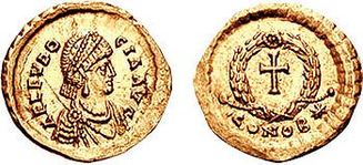 Βυζαντινό νόμισμα, που απεικονίζει την Αιλία Ευδοκία.